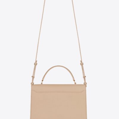 YSL Cassandra Medium Top Handle in Grain de Poudre Embossed Leather