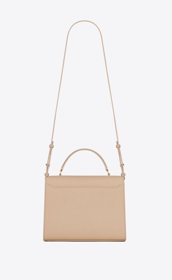YSL Cassandra Medium Top Handle in Grain de Poudre Embossed Leather