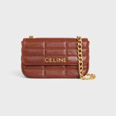 CHAIN SHOULDER BAG MATELASSE MONOCHROME CELINE IN QUILTED GOATSKIN TAN
