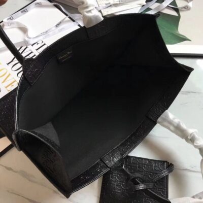 迪奥 Book 黑色 Oblique 压纹 小牛皮 托特包