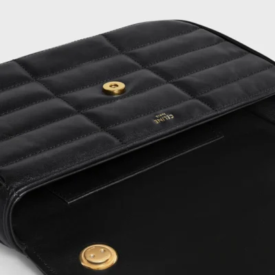 CHAIN SHOULDER BAG MATELASSE MONOCHROME CELINE IN QUILTED GOATSKIN BLACK