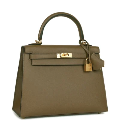 爱马仕 Kelly Sellier 25 Vert Olive Epsom 皮革 金色五金 包