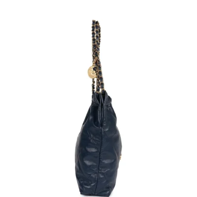 68e7b3c2a892dc71be4da2bb06a22272 Chanel Large 22 Bag Navy Lambskin Antique Gold Hardware