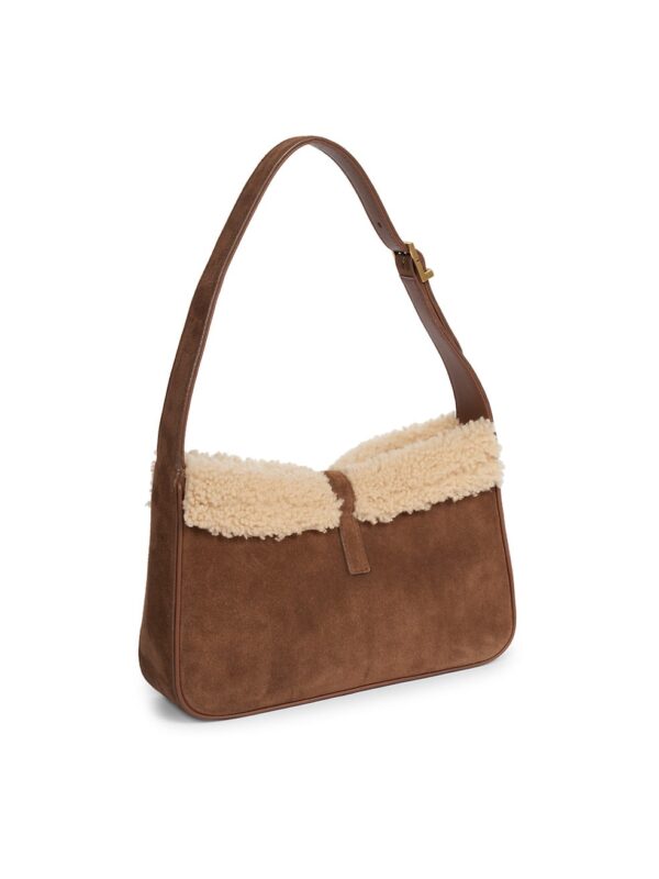 YSL Le 5 a 7 Hobo Bag in Suede and Shearling