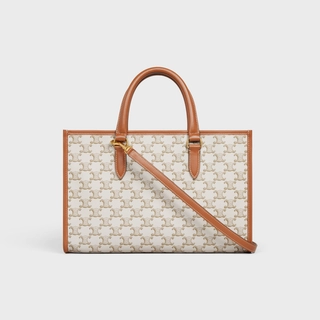 69918a733a1c990b07a85036a39519ab MINI HORIZONTAL CABAS IN TRIOMPHE CANVAS AND CALFSKIN WHITE
