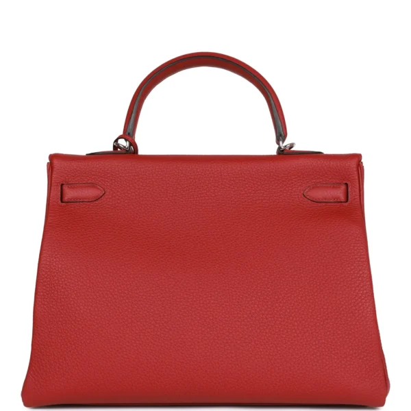 حقيبة هيرميس Special Order HSS Kelly Retourne 35 Rouge Grenat Verso من جلد توغو مع إكسسوارات معدنية من البلاديوم