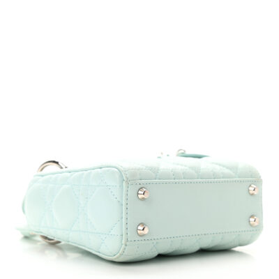 CHRISTIAN DIOR Lambskin Cannage Micro Lady Dior Turquoise
