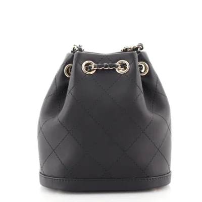 Chanel CC Drawstring Bucket Bag Quilted Calfskin Mini