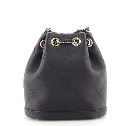 Chanel CC Drawstring Bucket Bag Quilted Calfskin Mini