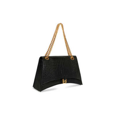 6bcfeb6d411edd2668089798839094d1 WOMEN'S CRUSH LARGE CHAIN BAG CROCODILE EMBOSSED IN BLACK