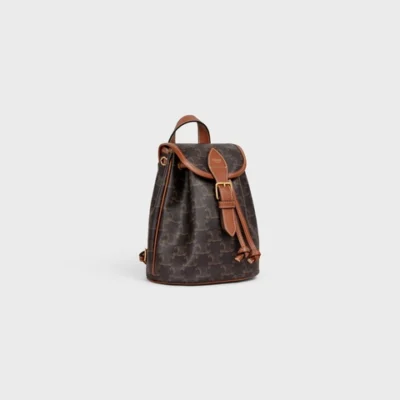 6bea5658758df2f86bf9787e007ddec0 MINI BACKPACK FOLCO IN TRIOMPHE CANVAS AND CALFSKIN TAN