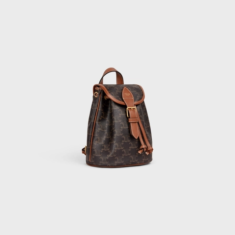 6bea5658758df2f86bf9787e007ddec0 MINI BACKPACK FOLCO IN TRIOMPHE CANVAS AND CALFSKIN TAN