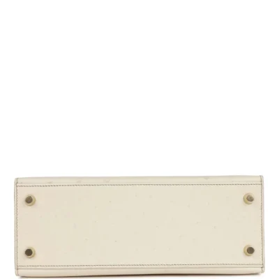 Hermès Special Order (HSS) Kelly Sellier 25 Beton and Gris Asphalte Ostrich Gold Hardware