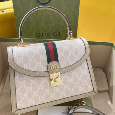 Gucci Ophidia Small GG Top Handle Bag Cream