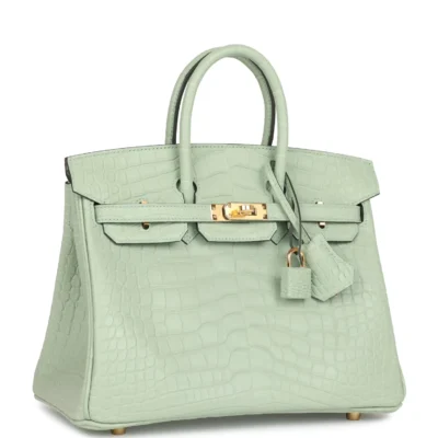 Hermès Birkin 25 Vert D'Eau Matte Alligator Gold Hardware