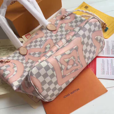 Louis Vuitton N41050 Neverfull MM Shoulder Bag Damier Azur Canvas