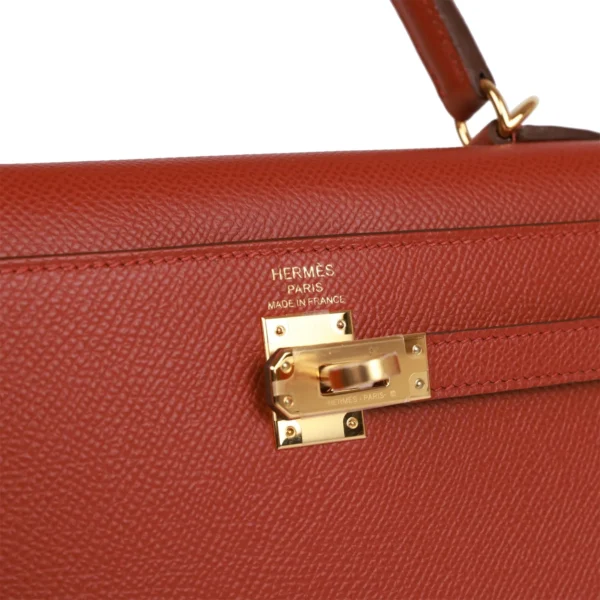 Hermès Kelly Sellier 25 Rouge Venetian Epsom Gold Hardware