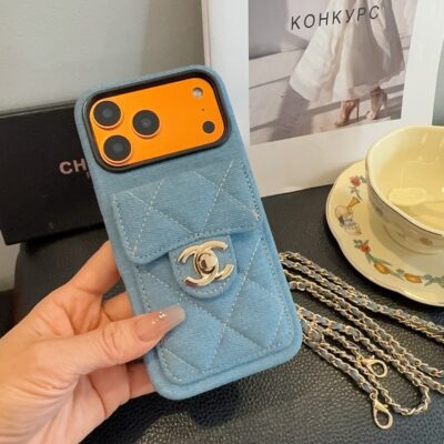 6d5878e951b37ca71bd49ecaecc40235cc15d143ae829b6e37fc95d2628a7d4c Chanel Denim CC Crossbody iPhone Case with Card Slot