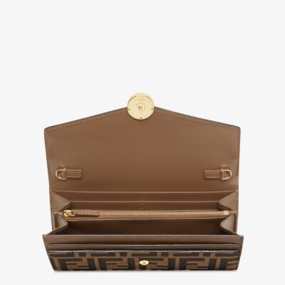Fendi Continental Brown Leather Wallet