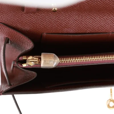 爱马仕 Kelly Go Bordeaux Epsom 金色五金钱包