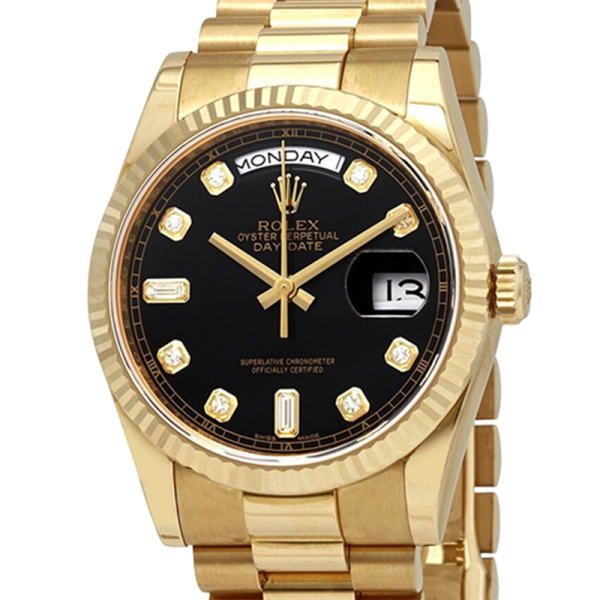 Rolex Day-Date 118238BKDP 36MM Black Dial Yellow Gold-tone Case