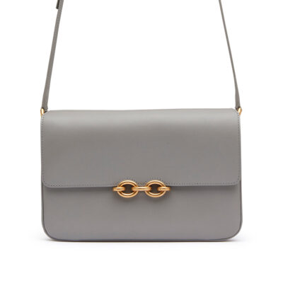 YSL Le Maillon Satchel in Smooth Leather in Grey