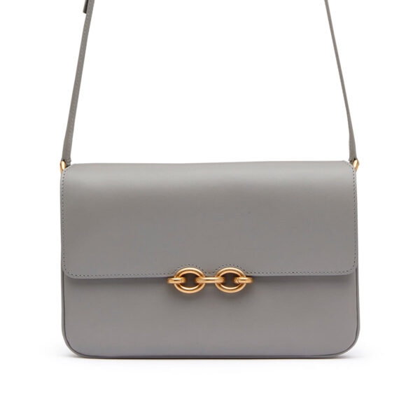 6e5c2729444813b75cd62778e7a47d9f YSL Le Maillon Satchel in Smooth Leather in Grey