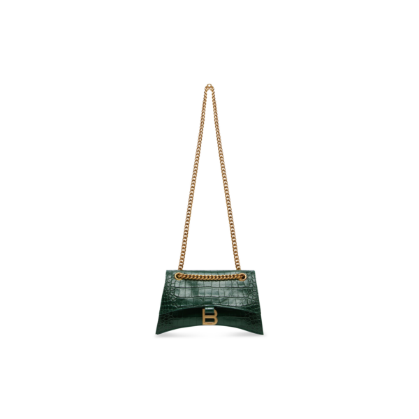6eaf958abeaf3468359dd7286c565ac4 WOMEN'S CRUSH SMALL CHAIN BAG CROCODILE EMBOSSED IN FOREST GREEN