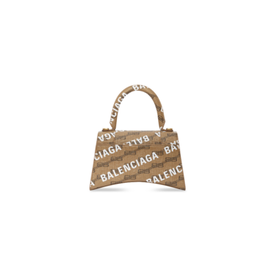 6ec1c3292329e7affcc609087e35defd WOMEN'S HOURGLASS SMALL HANDBAG BB MONOGRAM COATED CANVAS AND ALLOVER LOGO IN BEIGE