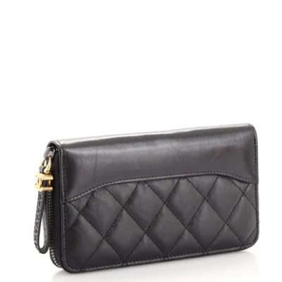 Chanel Gabrielle Zip Around Wallet Quilted Aged Calfskin Small