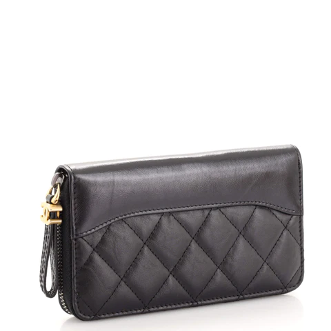 Chanel Gabrielle Zip Around Wallet Quilted Aged Calfskin Small