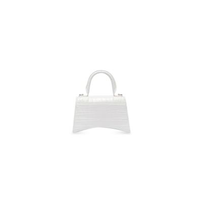 WOMEN'S HOURGLASS XS HANDBAG CROCODILE EMBOSSED IN WHITE