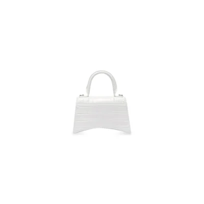 WOMEN'S HOURGLASS XS HANDBAG CROCODILE EMBOSSED IN WHITE
