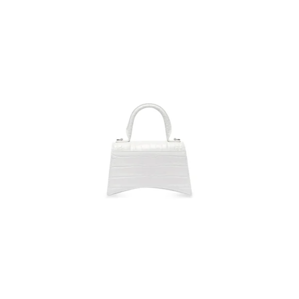 WOMEN'S HOURGLASS XS HANDBAG CROCODILE EMBOSSED IN WHITE