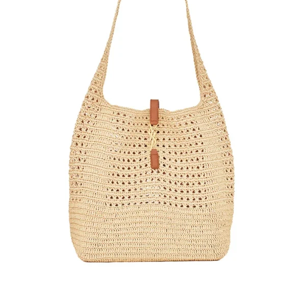 YSL Hobo Raffia Bag in Crochet and Smooth Leather
