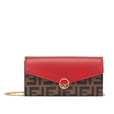 6f7c67f582ecb98eabeea69d932bda5c Fendi Continental with Chain in Red Leather