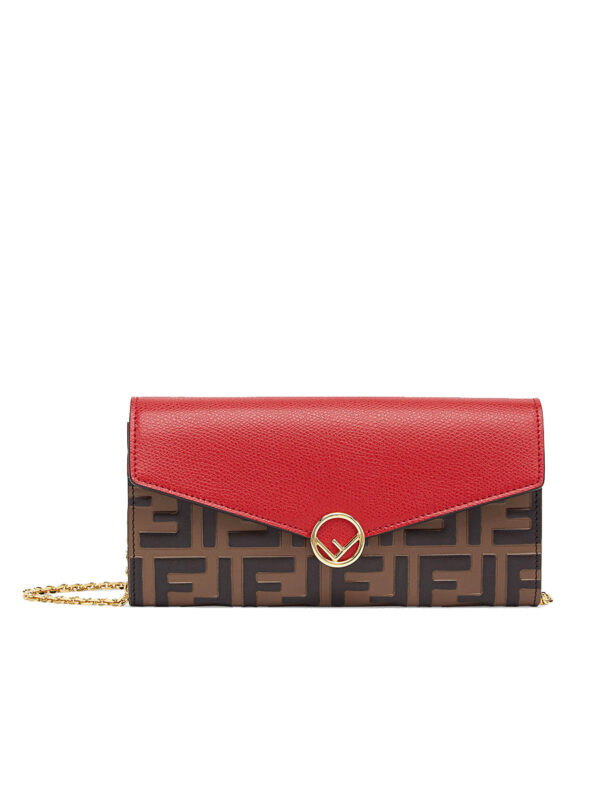 6f7c67f582ecb98eabeea69d932bda5c Fendi Continental with Chain in Red Leather