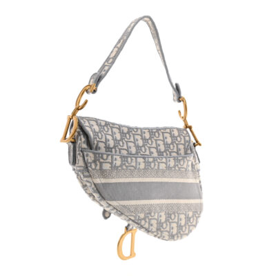 6fac3a13be534670b0bea085bdcd6bfd CHRISTIAN DIOR Oblique Embroidered Saddle Bag Gray