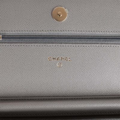 Chanel Wallet on Chain WOC Grey Caviar Light Gold Hardware