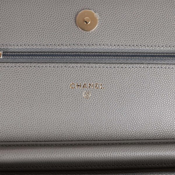 Chanel Wallet on Chain WOC Grey Caviar Light Gold Hardware