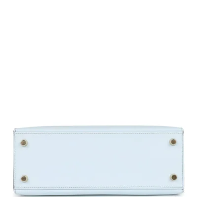 Hermès Special Order (HSS) Kelly Sellier 25 Bleu Brume and Bleu Glacier Epsom Brushed Gold Hardware
