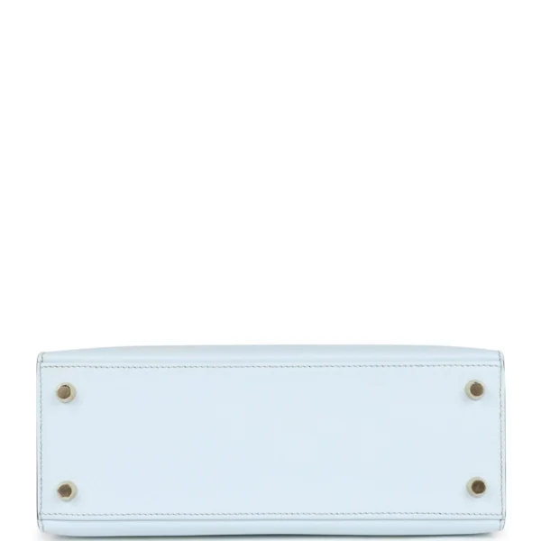 Hermès Special Order (HSS) Kelly Sellier 25 Bleu Brume and Bleu Glacier Epsom Brushed Gold Hardware