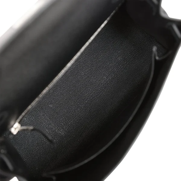 Hermès Kelly Sellier 25 Black Epsom Palladium Hardware