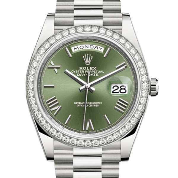 70dc01c70c11f5939668aa1097edb58e Rolex Day-Date 228349GNRP 40MM Green Dial Silver-tone Case