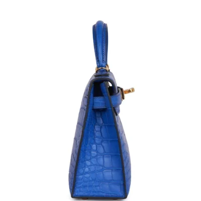 Hermès Kelly Sellier 20 Bleu Royal Matte Alligator Gold Hardware