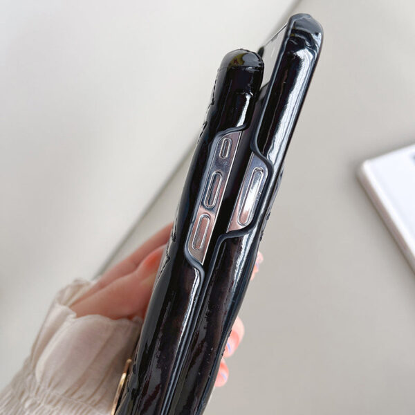 Luxury Black Monogram CD Leather iPhone Case