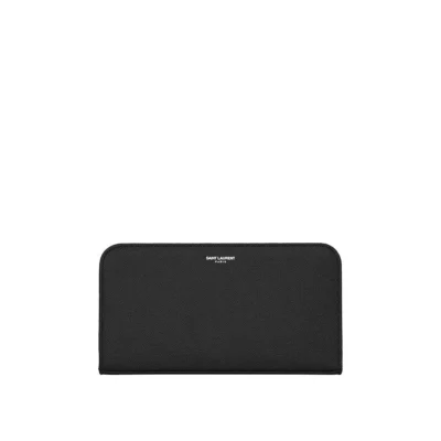 YSL Zip Around Wallet in Grain de Poudre Embossed Leather