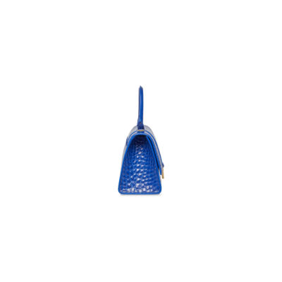 71bf5a3e82727f4a9618b5bb0ae83d03 WOMEN'S HOURGLASS SMALL HANDBAG CROCODILE EMBOSSED IN ELECTRIC BLUE