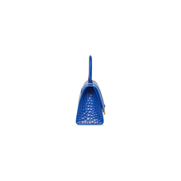 71bf5a3e82727f4a9618b5bb0ae83d03 WOMEN'S HOURGLASS SMALL HANDBAG CROCODILE EMBOSSED IN ELECTRIC BLUE