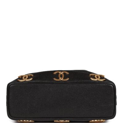 Vintage Chanel CC Bucket Bag Black Caviar Gold Hardware